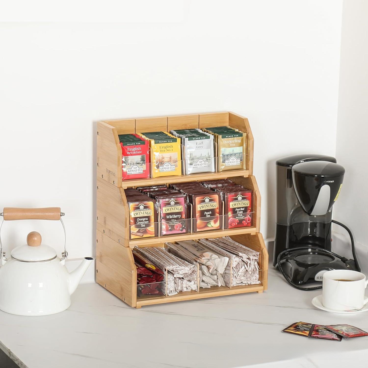Coffee Tea Organizer - Бамбуковая коробка для хранения чайных пакетиков,